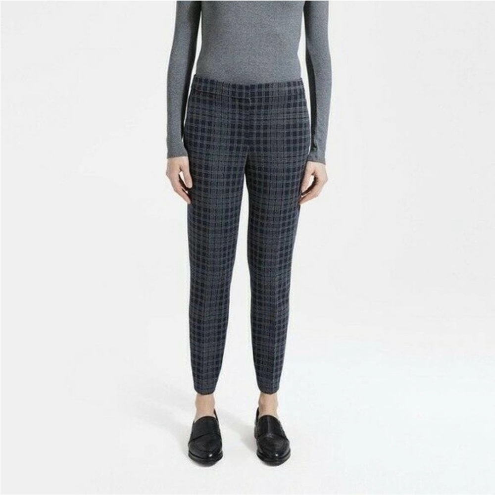 Theory Testra 2B Structured Knit Pants Size 6 Dark Academia Cropped Plaid.